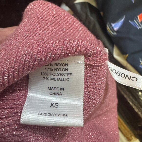 7th Avenue Design Studio Womens  Size XS Pink Metallic Off-Shoulder Sweater - Picture 6 of 8